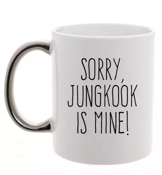 Чашка с цветной ручкой Sorry Jungkook is mine Серебро фото