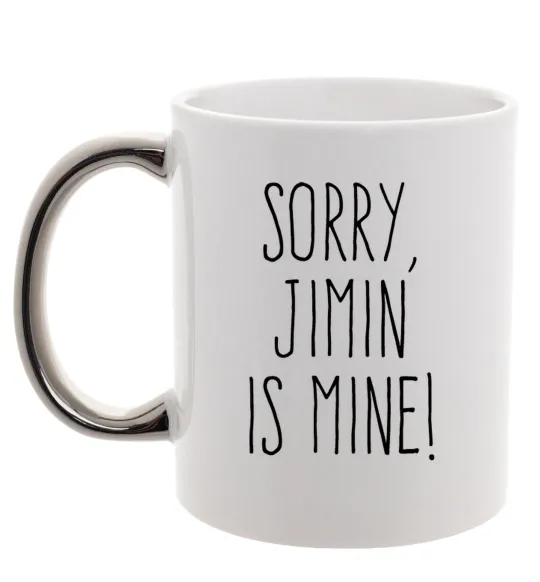 Чашка с цветной ручкой Sorry Jimin is mine Серебро фото