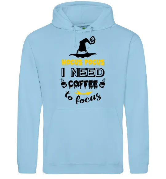 Чоловіча толстовка (худі) I need coffee to focus Блакитний фото