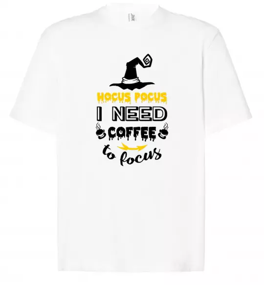 Футболка Оверсайз I need coffee to focus Білий фото