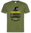 Чоловіча футболка I need coffee to focus Оливковий фото