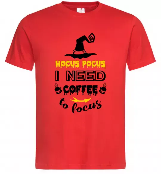 Чоловіча футболка I need coffee to focus Червоний фото