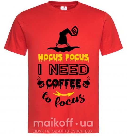 Мужская футболка I need coffee to focus Красный фото