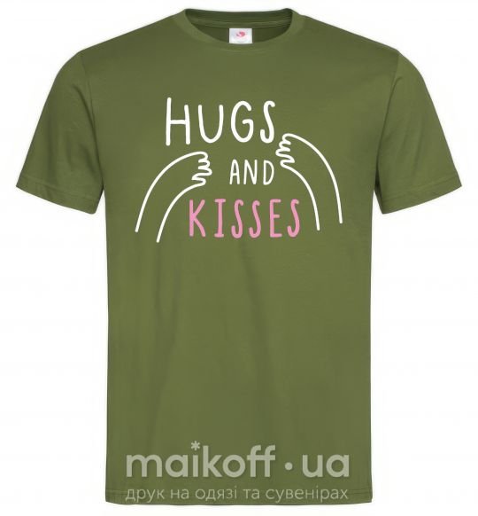 Мужская футболка Hugs and kisses Оливковый фото