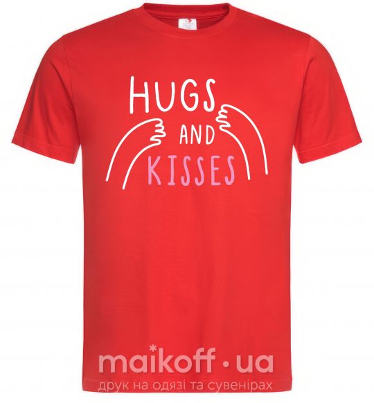 Мужская футболка Hugs and kisses Красный фото