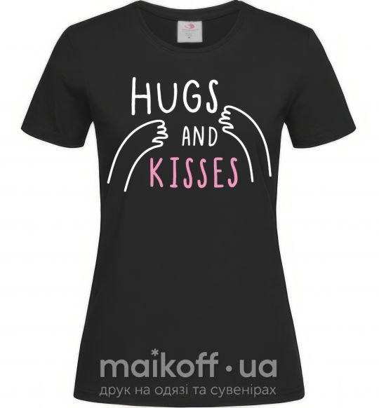 Женская футболка Hugs and kisses Черный фото