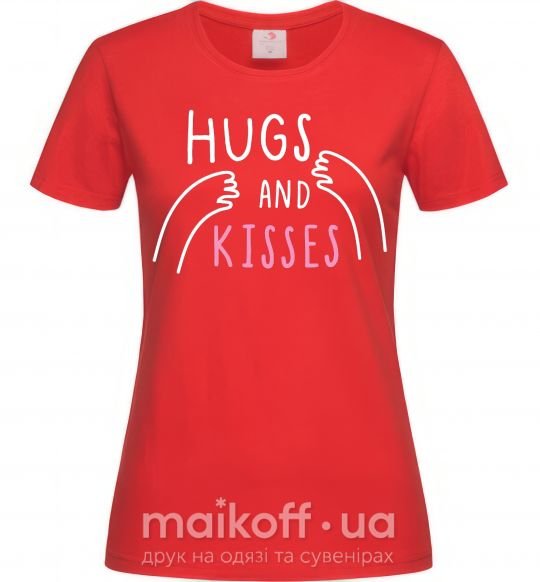 Женская футболка Hugs and kisses Красный фото