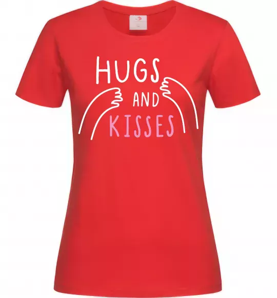 Женская футболка Hugs and kisses Красный фото