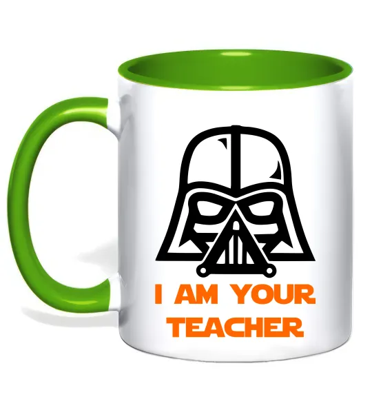 Чашка з кольоровою ручкою I'm your teacher Лаймовий фото