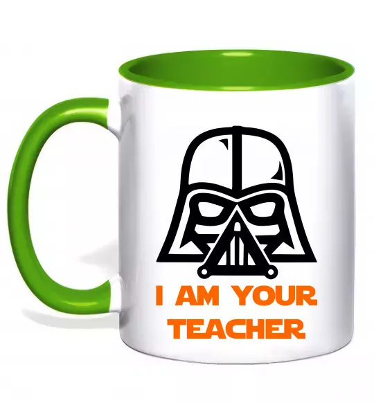 Чашка с цветной ручкой I'm your teacher Зеленый фото
