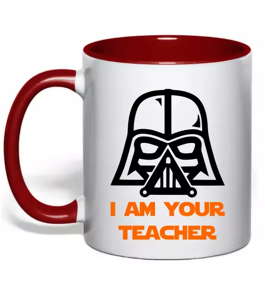 Чашка с цветной ручкой I'm your teacher Красный фото