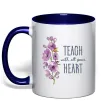 Чашка з кольоровою ручкою Teach with all your heart Глибокий темно-синій фото