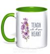 Чашка с цветной ручкой Teach with all your heart Зеленый фото