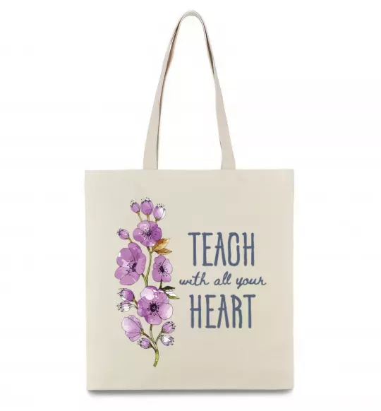 Еко-сумка Teach with all your heart Бежевий фото