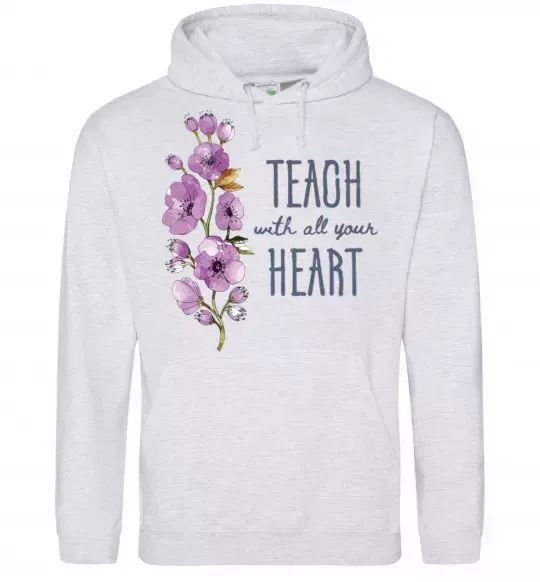 Жіноча толстовка (худі) Teach with all your heart Сірий меланж фото