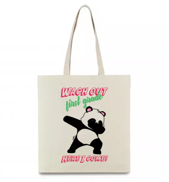 Еко-сумка Wach out first grade here i come Бежевий фото