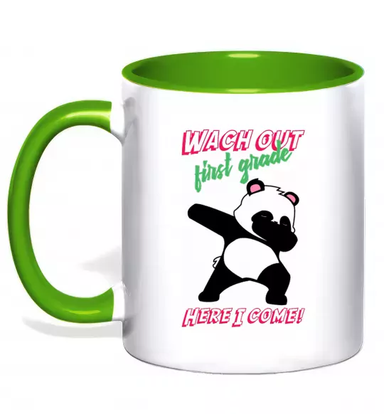 Чашка с цветной ручкой Wach out first grade here i come Зеленый фото