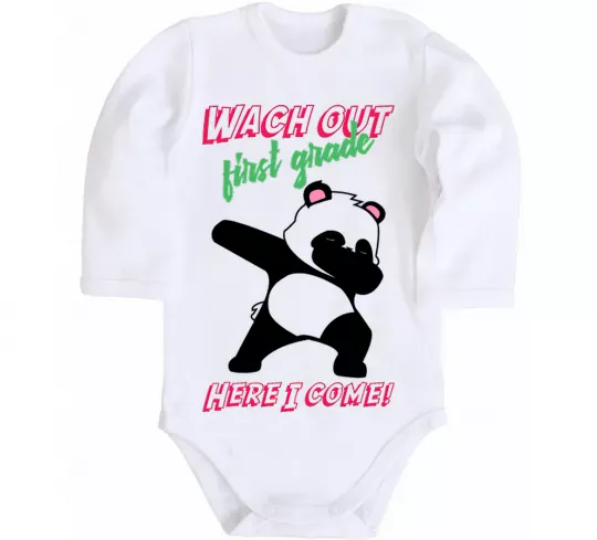 Дитячий бодік Wach out first grade here i come Білий фото