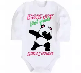 Дитячий бодік Wach out first grade here i come Білий фото