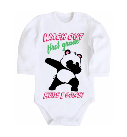 Дитячий бодік Wach out first grade here i come Білий фото