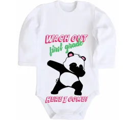 Детский боди Wach out first grade here i come Белый фото