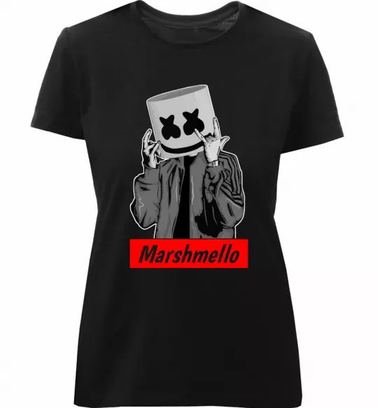 Женская премиум футболка Marshmello cool Черный фото
