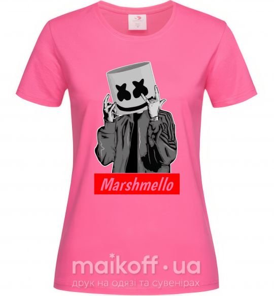 Жіноча футболка Marshmello cool Яскраво-рожевий фото