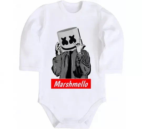 Детский боди Marshmello cool Белый фото