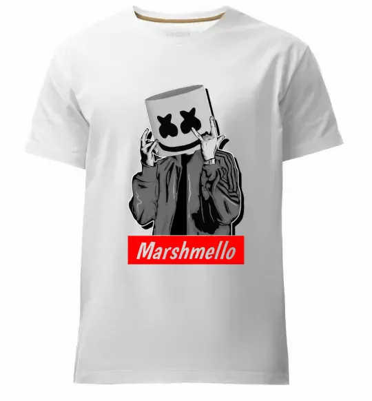 Мужская премиум футболка Marshmello cool Белый фото