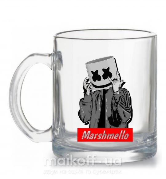 Чашка стеклянная Marshmello cool Прозрачный фото