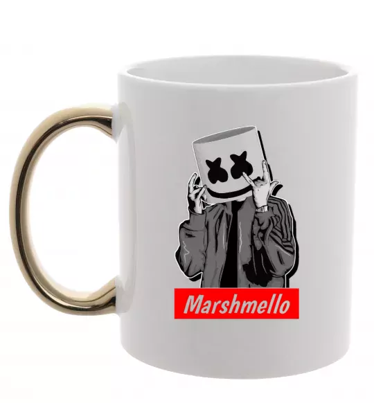 Чашка з кольоровою ручкою Marshmello cool Золото фото