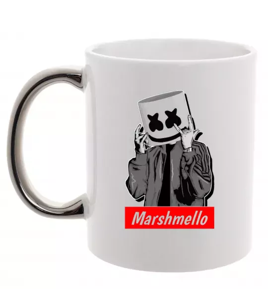 Чашка з кольоровою ручкою Marshmello cool Срібло фото