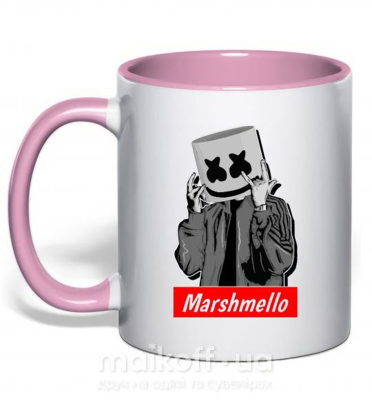 Чашка с цветной ручкой Marshmello cool Нежно розовый фото