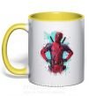 Чашка з кольоровою ручкою Deadpool artwork Сонячно жовтий фото