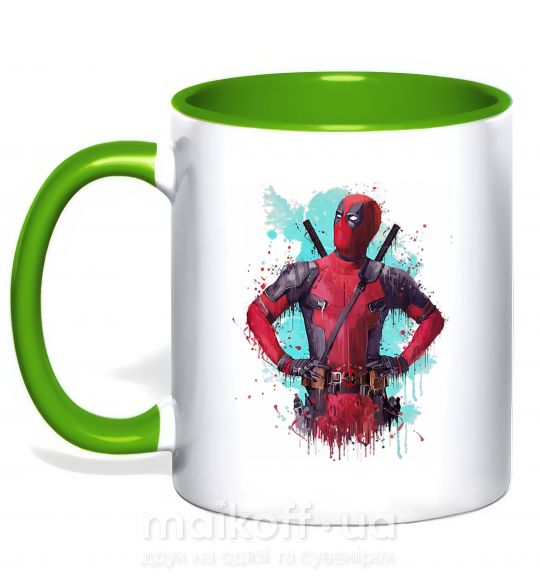 Чашка з кольоровою ручкою Deadpool artwork Зелений фото