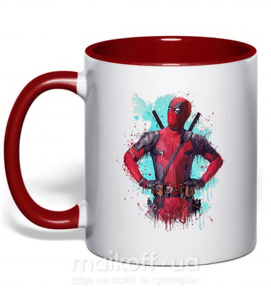 Чашка з кольоровою ручкою Deadpool artwork Червоний фото