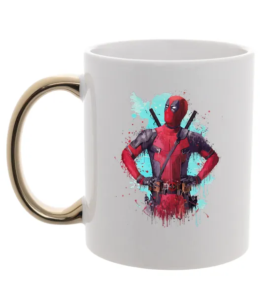 Чашка з кольоровою ручкою Deadpool artwork Золото фото