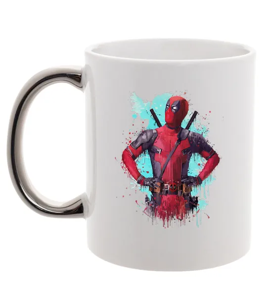 Чашка з кольоровою ручкою Deadpool artwork Срібло фото