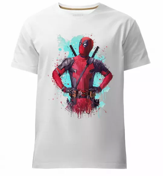 Чоловіча преміум футболка Deadpool artwork Білий фото