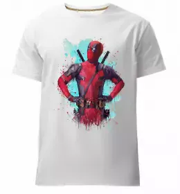 Мужская премиум футболка Deadpool fire Белый фото