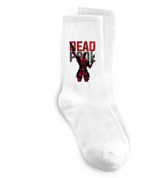 Шкарпетки Deadpool and guns Білий фото
