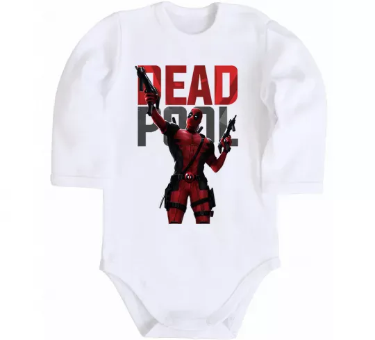 Дитячий бодік Deadpool and guns Білий фото