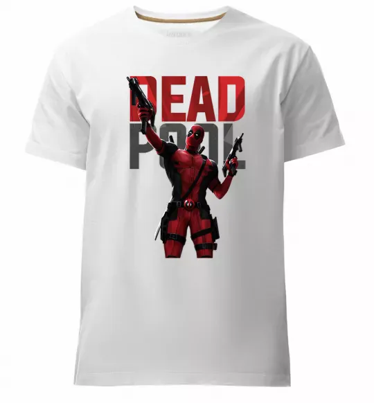 Чоловіча преміум футболка Deadpool and guns Білий фото