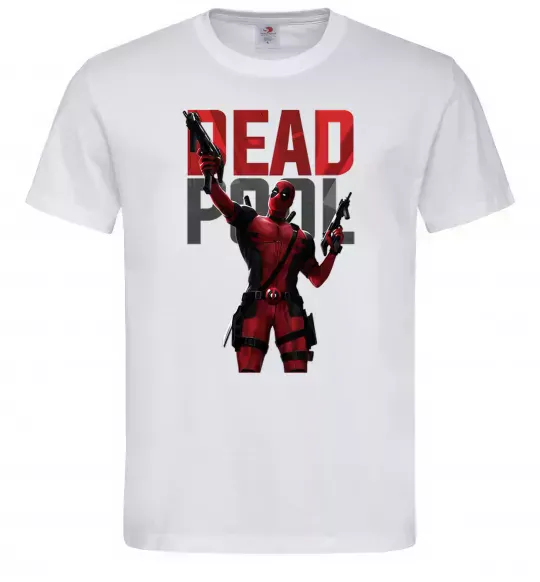 Мужская футболка Deadpool and guns Белый фото