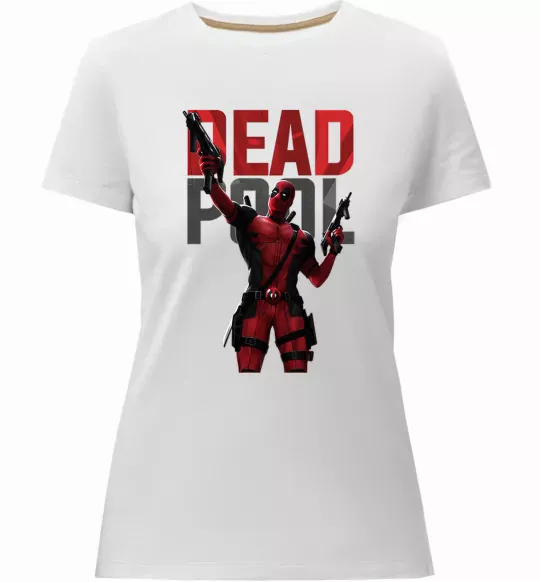 Женская премиум футболка Deadpool and guns Белый фото