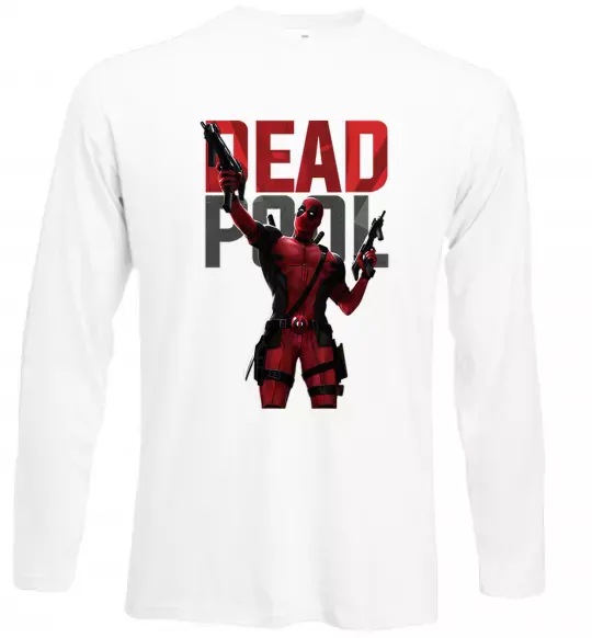 Лонгслів Deadpool and guns Білий фото