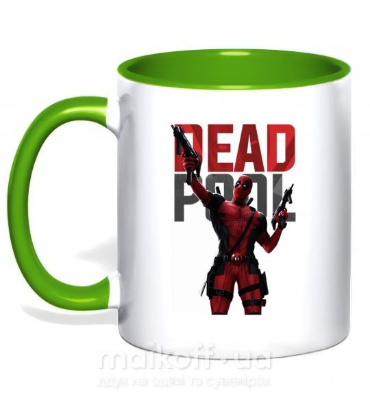 Чашка з кольоровою ручкою Deadpool and guns Зелений фото