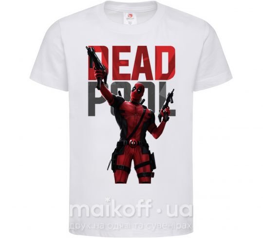 Детская футболка Deadpool and guns Белый фото