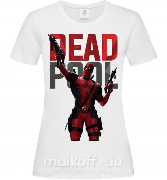 Жіноча футболка Deadpool and guns Білий фото