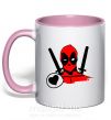 Чашка з кольоровою ручкою Deadpool's love Ніжно рожевий фото